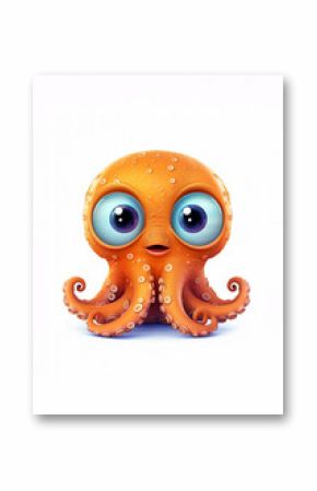 Cute octopus cartoon illustration in animation style isolated on white 