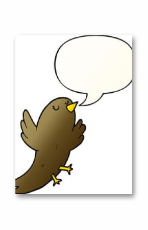 cartoon bird with speech bubble in smooth gradient style