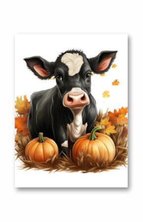 halloween cute cow . Generative AI
