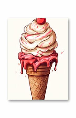 Hand drawn cartoon delicious ice cream illustration 