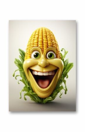  a cartoon corn cob with a smile on it's face.  generative ai