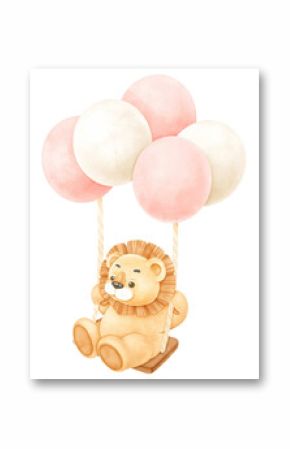 Lion and balloons cartoon