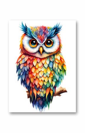 owl cartoon coloful vibrant watercolor vector piant