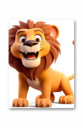 3d cartoon lion, isolated