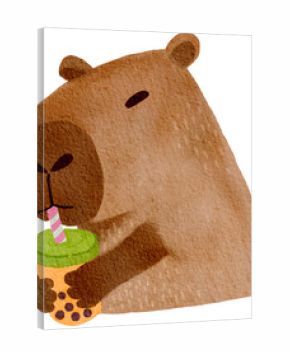 watercolor cartoon drawing cute Capybara