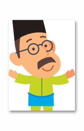 Cute muslim Malaysian cartoon character illustration