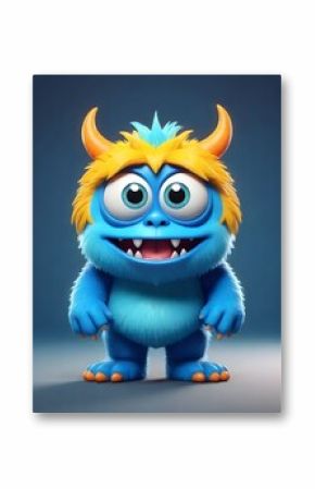 A Blue cartoon monster animal
