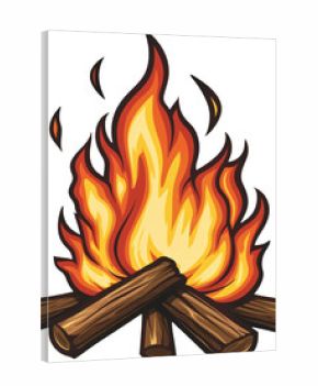 campfire cartoon style illustration
