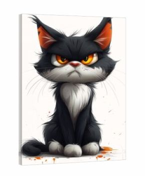 cartoon kitty cat kitten orange eyes sitting ground angry expression long pointy ears portrait mischievous signature grumpy old cute aliased mad smile pissed off