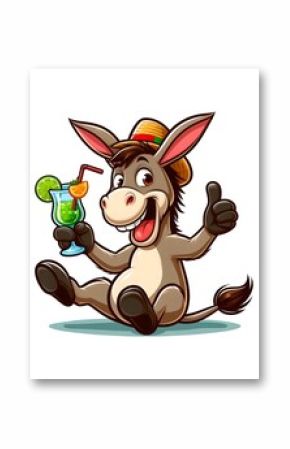 donkey with drink cartoon