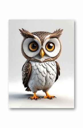 Adorable cartoon owl with big eyes.