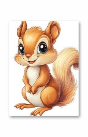 Cute Cartoon Squirrel with Big Eyes