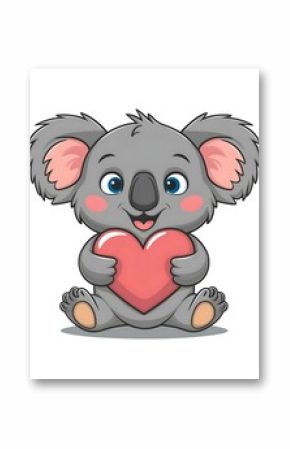 koala  with heart cartoon