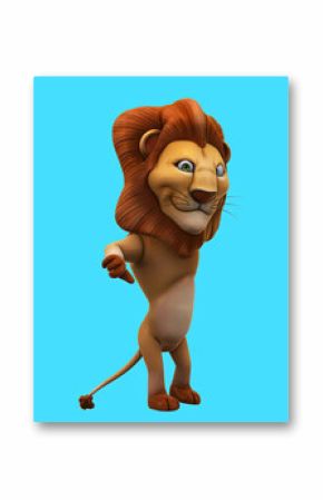 Fun 3D cartoon lion with thumbs up and down