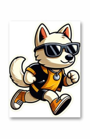 Cool Canine Adventures: Glasses-Wearing Running Dog