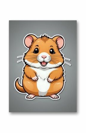 Adorable cartoon hamster with big eyes and a happy smile.