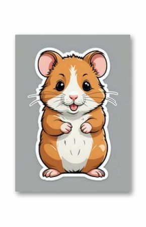 Cute cartoon hamster with big eyes and a big smile.