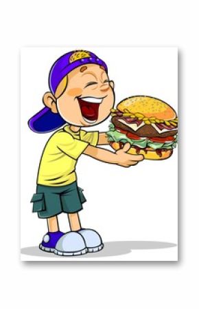 Boy eating burger