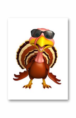 fun Turkey  cartoon character  with sunglass