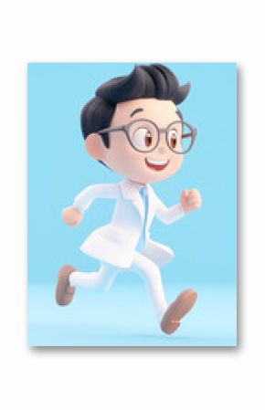 3D doctor cartoon character portrait illustration