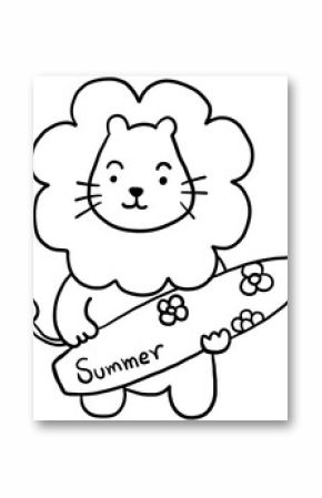 Summer animal  line art cartoon