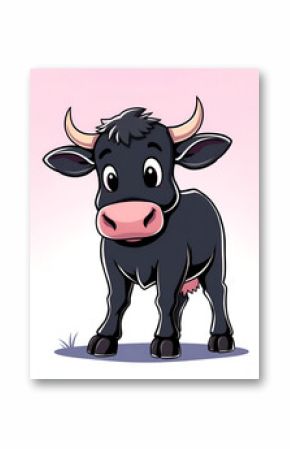 cartoon black cow . Isolated vector illustration