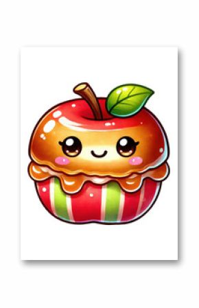 Delicious, healthy, and sweet apple pie with fresh red apples on a white background, a delightful cartoon illustration