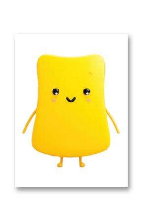 Cute yellow cartoon character with happy smile and blushes
