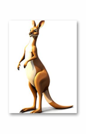 3d illustration of cartoon kangaroo standing on transparent background
