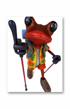Fun 3D cartoon illustration of a tree frog backpacker