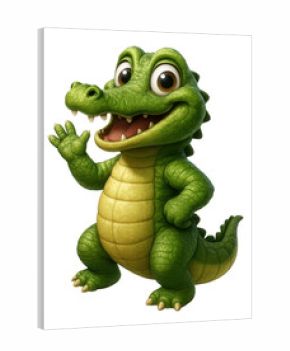 Cute cartoon crocodile waving.