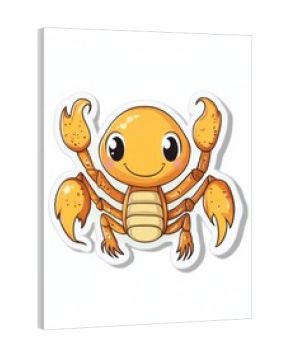 Sticker, cute cheerful cartoon scorpionling, white background