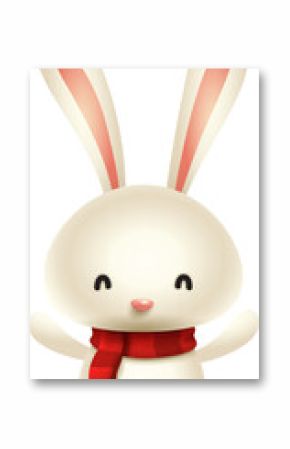 Christmas Cute Little Bunny with Red Scarf.