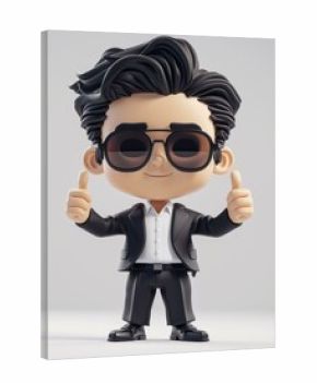 3D cartoon character of a businessman giving a thumbs up