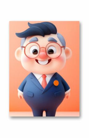 3D cute cartoon business person