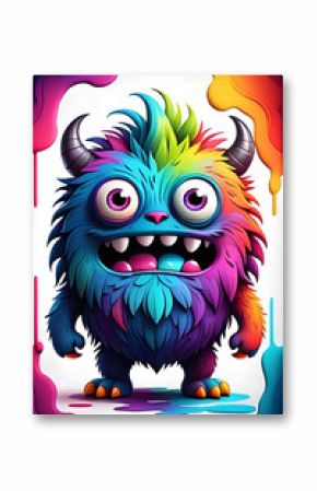 Cute funny monster. Imitation of painting. Stylized image.