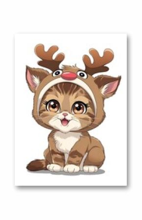 kitten in a deer costume cartoon