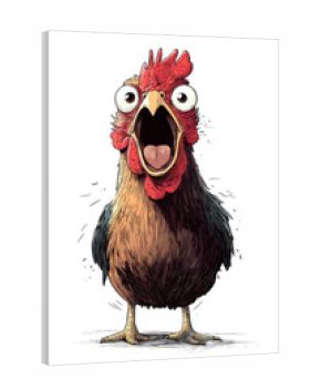 furious hen with wide eyes and expressive cartoon style, showcasing vibrant colors and striking appearance on transparent background