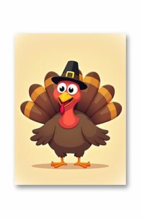 A comical illustration of a Thanksgiving turkey is depicted in a humorous cartoon style featuring a smiling happy bird.