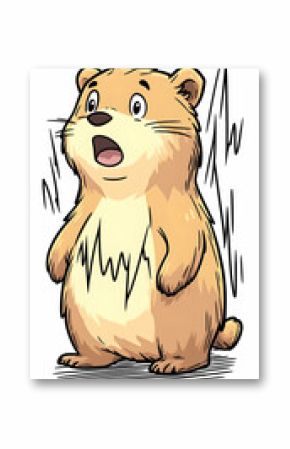 A surprised cartoon marmot with wide eyes and open mouth, expressing shock or fear.