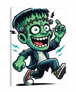 Happy Frankenstein Cartoon Character Running