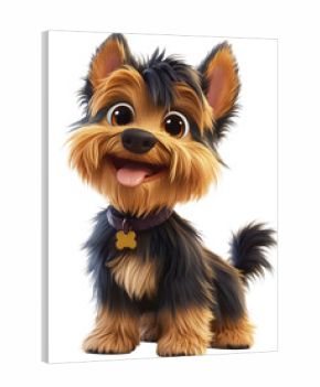 Happy cartoon Yorkshire Terrier puppy illustration isolated on a transparent background