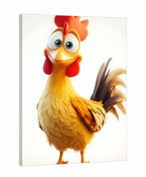 Charming 3D cartoon chicken in a farming style illustration AI Generated