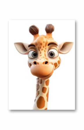 A fun 3D cartoon giraffe character, isolate on white background. cutout png