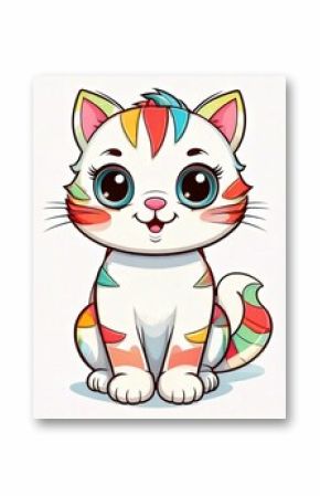 cute rainbow cat cartoon illustration