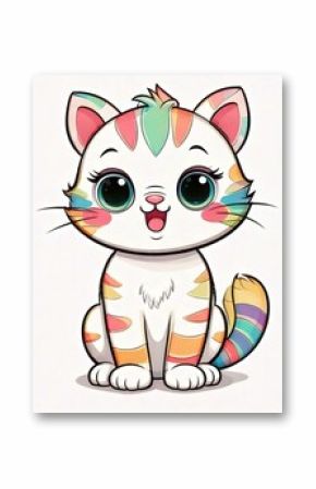 cute rainbow cat cartoon illustration