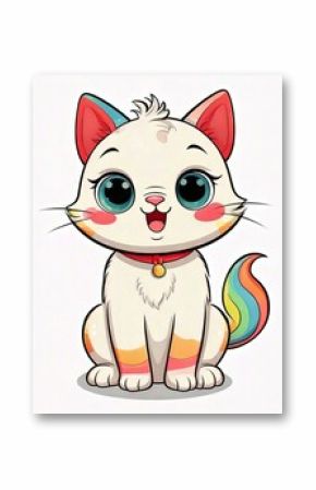 cute rainbow cat cartoon illustration