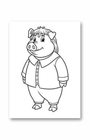 pig cartoon coloring 