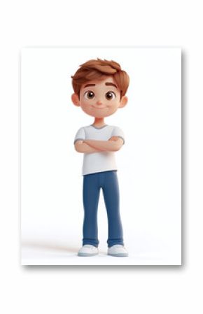 Cartoon boy in 3d style, isolated on a white background, human.