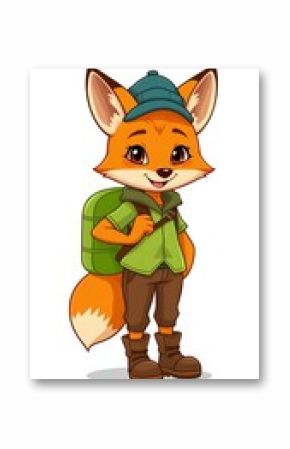 fox with a backpack cartoon 
